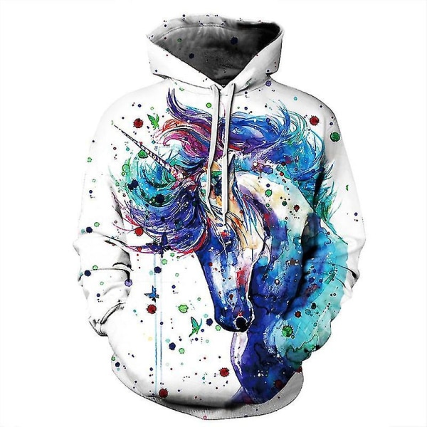 Unisex 3d Unicorn Print Genser med hette Genser Uformelle topper