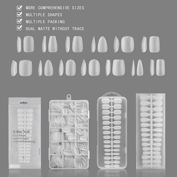 360 st/förpackning Matta Lösnaglar Mandel/Fyrkant/Kista Squoval Lösnagel Press On Gel Nagel Tips 3