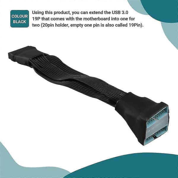 Moderkort USB 3.0 Header Splitter Förlängningskabel USB 3.0 19pin 20pin 1 Till 2 Intern Förlängnings Header Adapter Kabel
