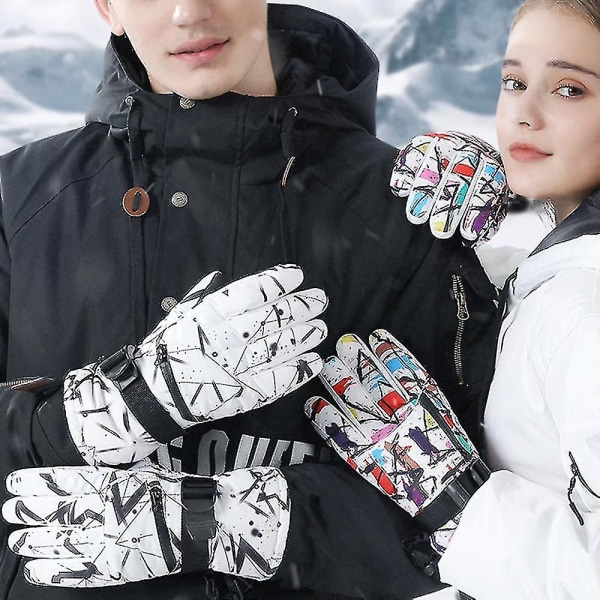 Vinterhandskar för män och kvinnor, snöhandskar, vattentäta och vindtäta skidhandskar för utomhusbruk med pekskärmsfunktion M