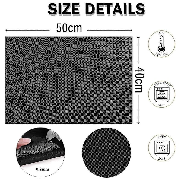 Grillmatte 40x50cm, 4 stk, Bakepapir Gjenbrukbart, BBQ Grillmatte, Grillmatter, Teflon Non-stick Gjenbrukbar, for Gassgrill, Kullgrill