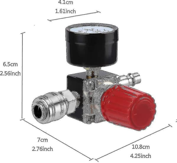 Lufttryksregulator Trevejsventil 175psi 12bar 1/4 tommer Lufttryksmåler Regulator til Kompressor (ny 3-vejsventil)