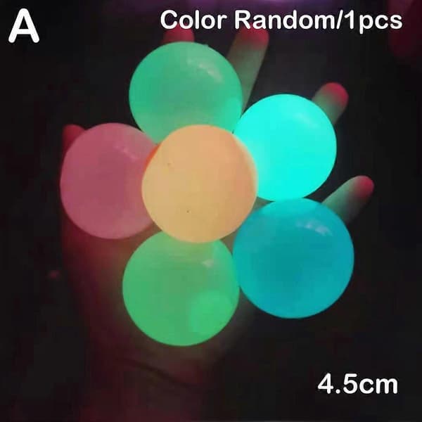 Självlysande klibbiga väggbollar, fluorescerande sugklibbiga bollar, klibbiga målbollar, interaktiva presentleksaker för par 6cm