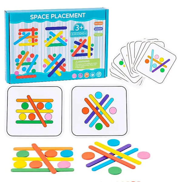 Regnbue Stav Puslespil Seks Farver Stave DIY Intelligens Spil Pædagogisk Intelligens Montessori Legetøj Træ Hjernevrider Legetøj A