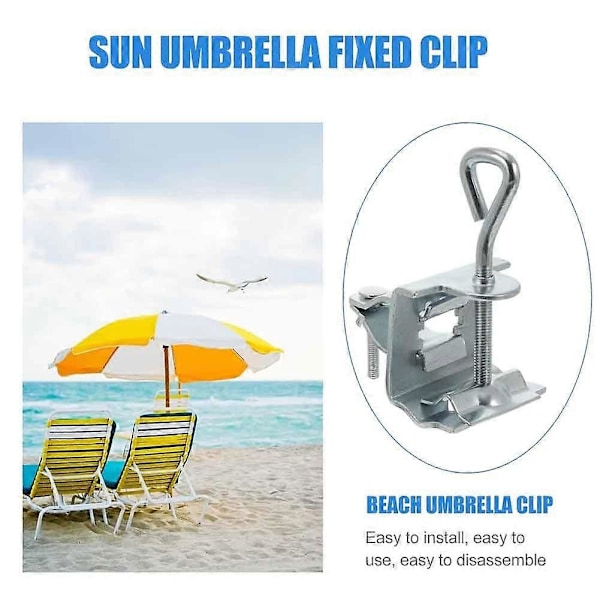 Opgrader Paraplyklemme Stand Holder Kraftig Bænk Terrasse Paraply Fast Clip Strand Fiskeri Paraply