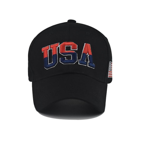 National Flag Baseball Cap Broderad Peaked Cap USA cloth black