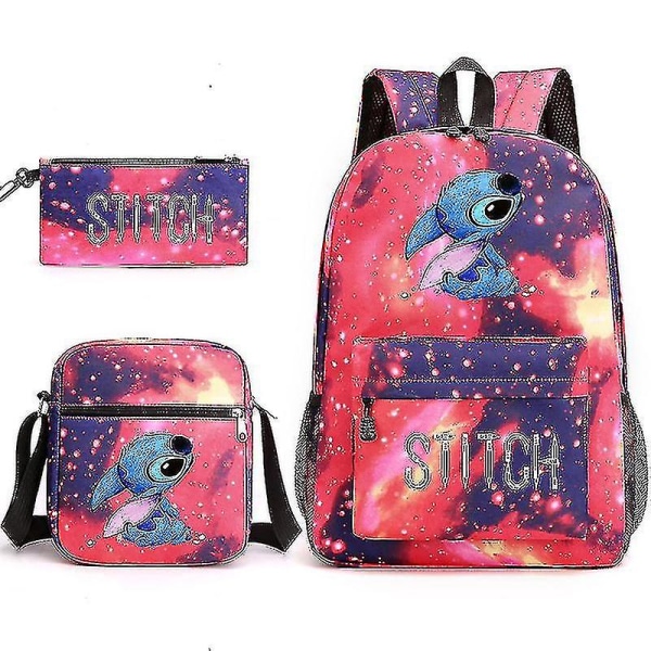 Lilo & Stitch Ryggsekk Tredelt Sett Skolesekk star red
