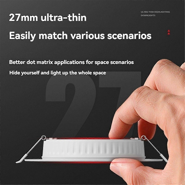 6 stk. LED Downlight 8 Tommer 20Watt Ultratynn LED Innfelt Downlight Taklampe