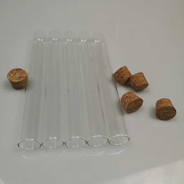 50 st 20X150 mm 30 ml provrör i plast med kork, genomskinlig bröllopsgåva förpackningsrör