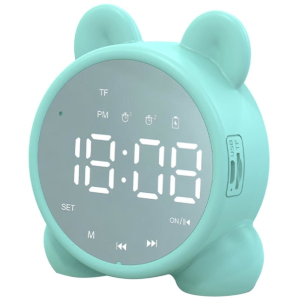 Lasten herätyskello Bluetooth kaiutin sängyn herätyskello, vaaleanvihreä
