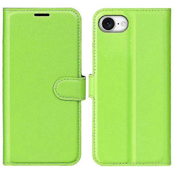 Kompatibelt Skal för iPhone SE (2025) Litchi Textur Stötsäkert Läder Plånboksfodral Green