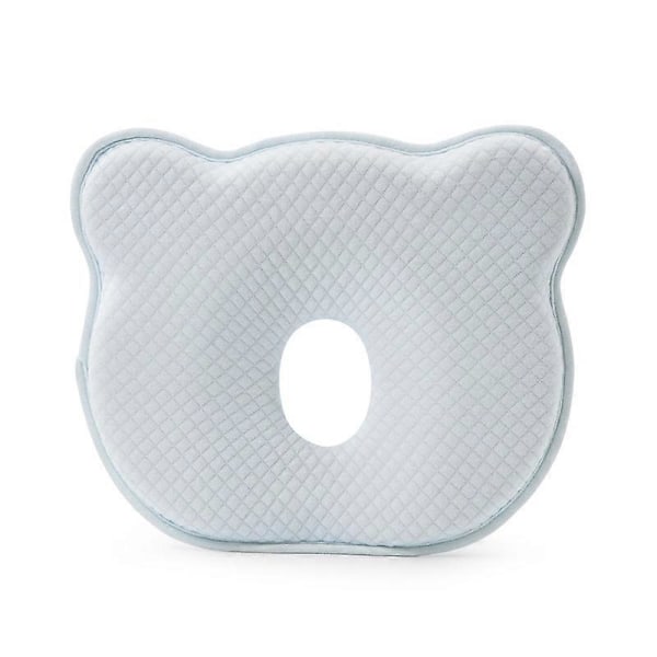 Babyhuvudstöd (blå), 3D-minnesskum babykuddar Nyföddskuddar Platt huvud babykuddar Babysängar Barnvagnar