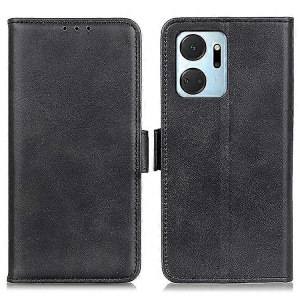 Kompatibel til Honor X7a 5G Ko Læder Tekstur Telefon Læder Cover Wallet Stand Telefon Etui Black