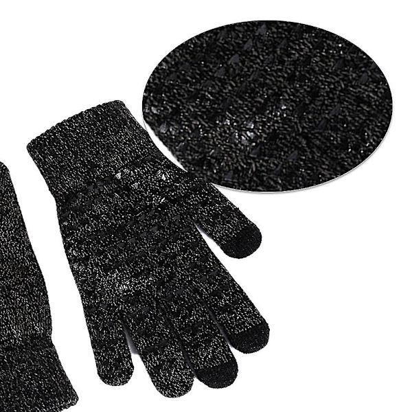 Vinterhandskar för män och kvinnor - Pekskärmshandskar Antiglid Silikon S-l Black M