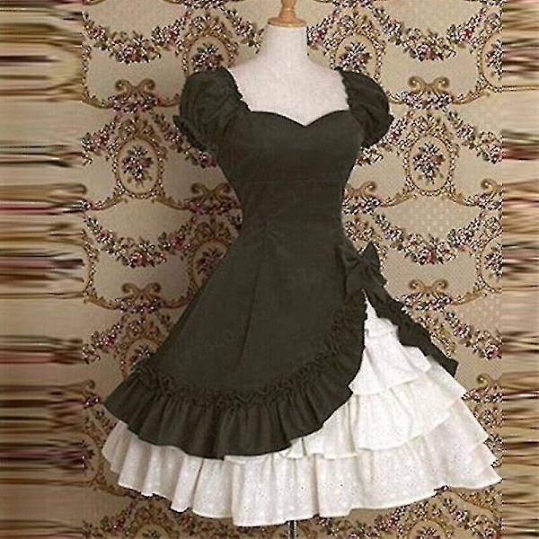 Dame Mode Klassisk Ta Kjole Sløjfe Stor Swing Nederdel Retro Lotusblad Firkantet Hals Vestidos Kortærmet Patchwork Kjole Farve5 Høj Kvalitet XXL