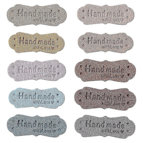 50 stk. PU læderetiketter til håndlavede DIY hatte tasker med kærlighedsetiket til tøj syetiketter Acc-Yvan