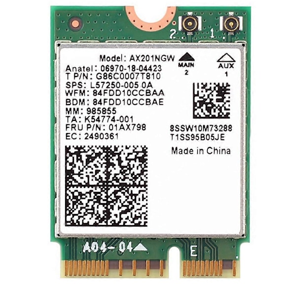 Wi-Fi 6 AX201 M.2 Key E CNVio 2 Wifi Kort Dual Band 3000Mbps Trådløs til Bluetooth 5.0 2.4Ghz/5Ghz