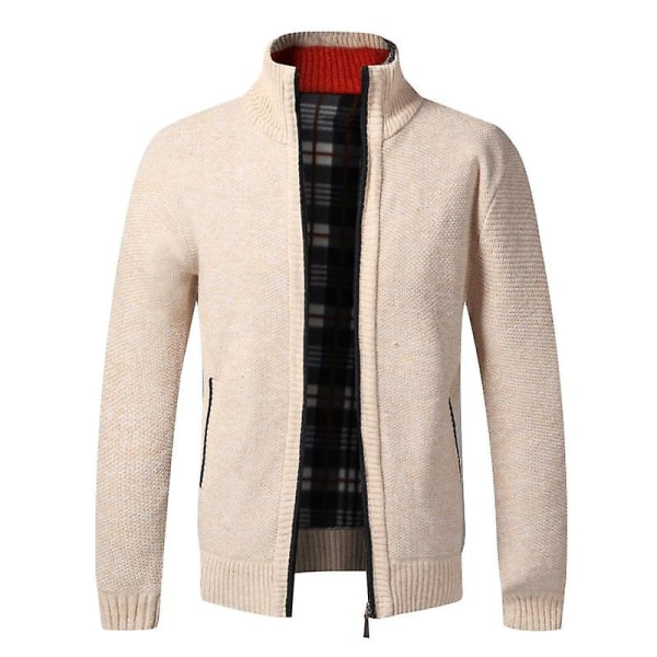 Efterår Vinter Varm Cardigan Herre Fleece Lynlås Sweatere Jakker Herre Slim Fit Strikket Sweaterfrakke Tyk Cardigan Sweater Frakke Herre Black China L