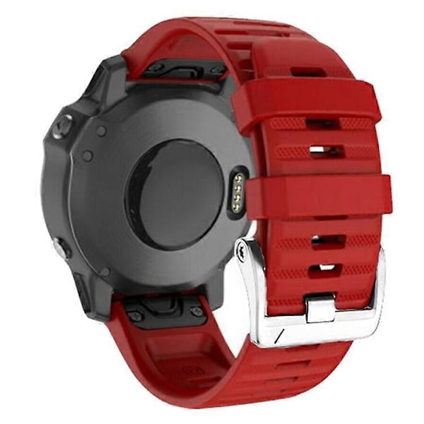 Kompatibel med Garmin Tactix 7 Pro / Fenix 7X / Fenix 6X Pro 26mm Klockarmband Silikonarmband med Stål Silver Spänne Red