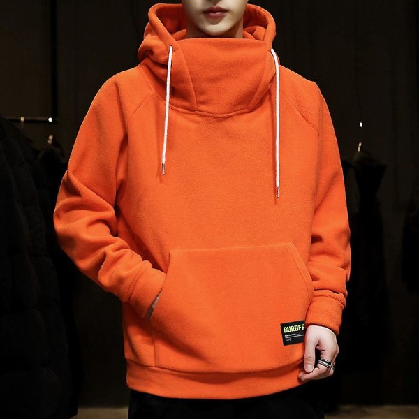 Tykk fleecehettegenser herre høst og vinter høy krage hettegenser hip hop hettegenser grey M