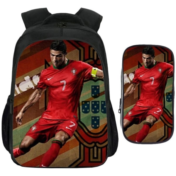 16\" Fotbollsstjärna Messi Ronaldo Skolväska Gray 16 Inches