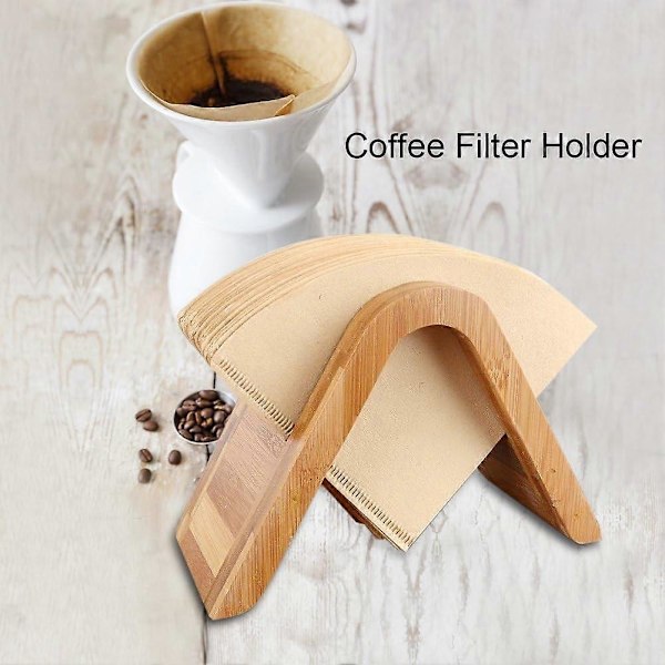 Kaffefilterställ, Trä Kaffefilter Kaffefilterhållare Dispenserhållare Displayhylla