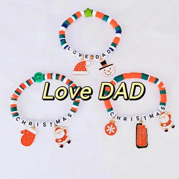 DIY joululahja joulukoristeet 2023 set perheelle vanhemmalle lapselle lahja helmirannekoru Love DAD