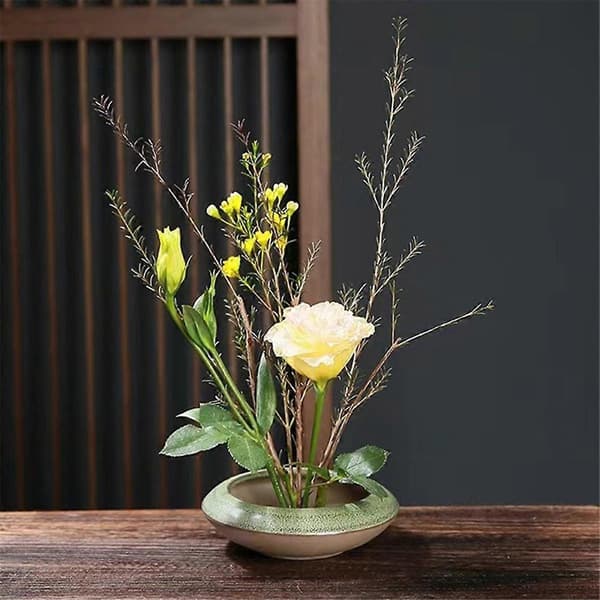 Ikebana Vas Kit Keramisk Blompiggsvas Blompiggsvas för Utställningar Mossa & Hydroponiska Växter Dekor Gåva B