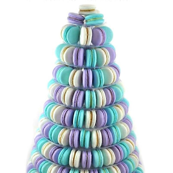 10 Våningar Macaron Tower Macaron Display Stativ Baby Shower Födelsedagsfest Tårtdekorationsmaterial W