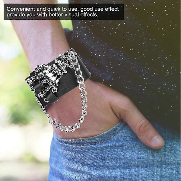 2 stk. Nittearmbånd Cool Skull Hånd Mænd Kvinder Bredt Armbånd til Tøjdekoration