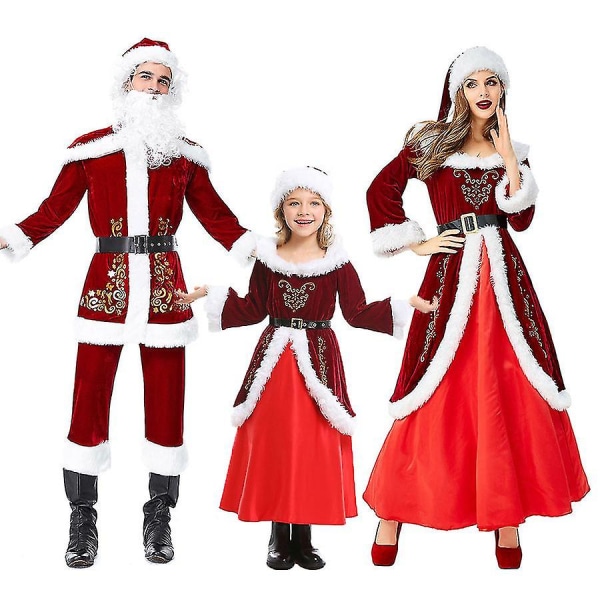 Tomtedräkt Dam Herr Barn Plus Size Tomtehjälpare Sammet Juldräkt Party kids L
