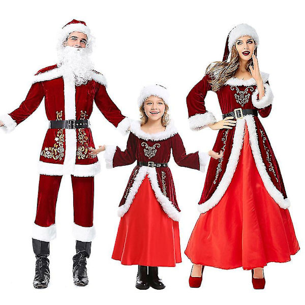 Tomtedräkt Dam Herr Barn Plus Size Tomtehjälpare Sammet Juldräkt Party men  No Beard XXXXXL