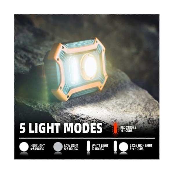 LED Ladattava Työvalo 30W - Kannettava 180° Kääntyvä Kahva Magneettijalalla, 5 Valotilaa