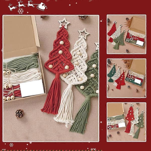 Festival Tree Makrame Kit Nybegynner Vevemateriale Bomullstau Tre DIY B
