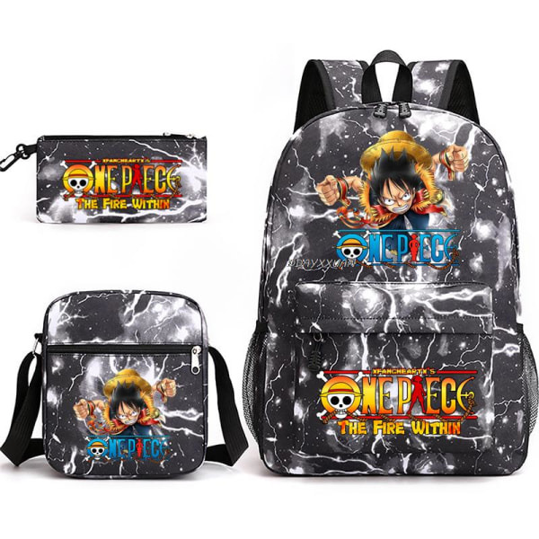 3 st/set One Piece Ryggsäck Anime Barn Skolväska 18 Tum 9 45CMX32CMX15CM