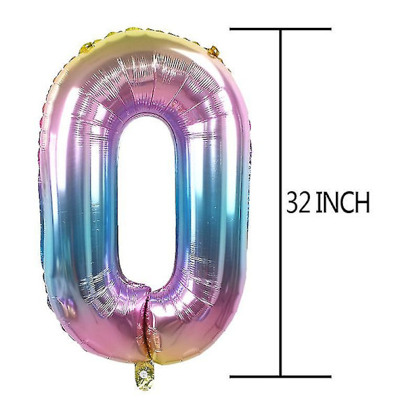 32 tum Iridescent Regnbågsfärg Nummer Folieballonger Födelsedag Bröllopsfest Dekoration