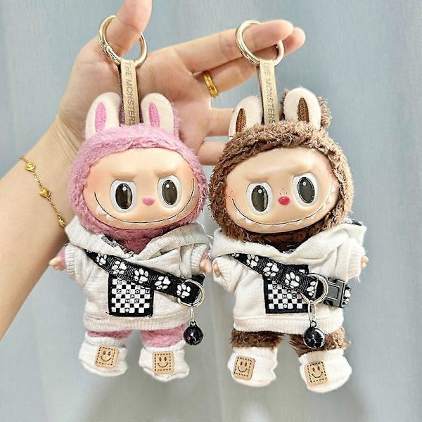 17 cm:n minipehmolelun vaatteet asusteet Korealaisille Kpop Exo Labubu -idolinukeille katupoikavaatteet lahjaksi Gray
