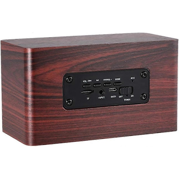 Puinen Bluetooth-kaiutin, W5 punainen puukuvioinen Bluetooth-kaiutin Bluetooth 4.2 10W kaksoiskaiuttimet