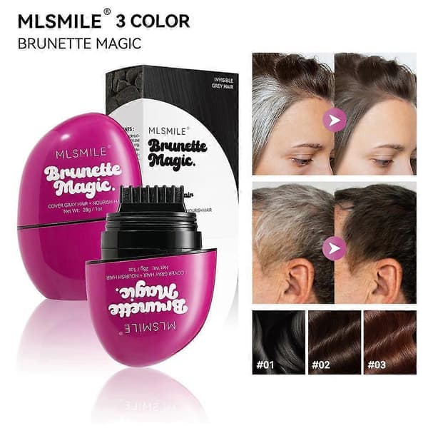 MLSMILE Tillfällig hårfärgspenna - Omedelbar gråhårstäckning & Örtbaserad Dark Tea Brown