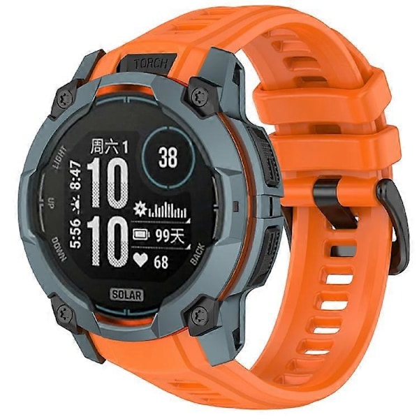 26mm Silikonrem Kompatibel med Garmin Instinct 3 Solar / Instinct 3 AMOLED 50mm Erstatningsklokkereim Orange