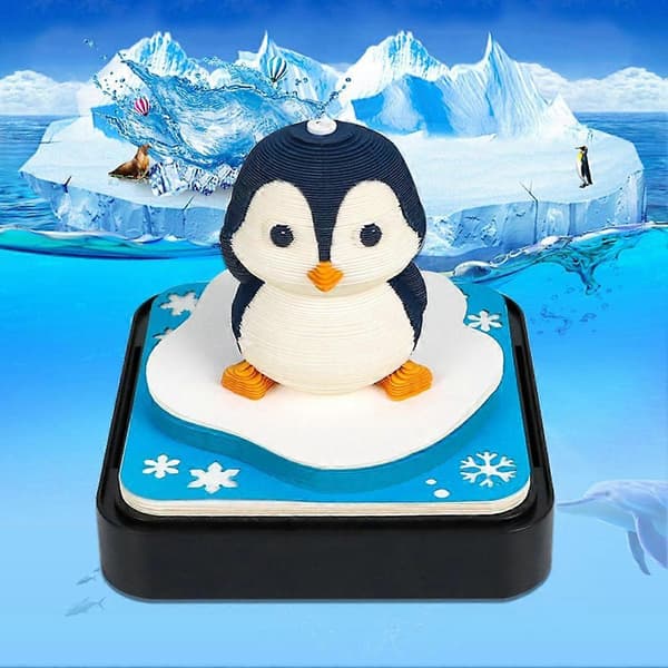 Panoramisk Pingvin Papirskulptur Kalender 3D Notisblokk