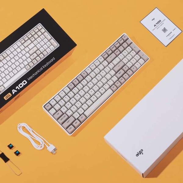 A100 Mekaniskt Gamingtangentbord 2.4G+ Trådbundet Blå Switch 100 Tangenter Hot Swappable Uppladdningsbart Gamingtangentbord black Yellow axis