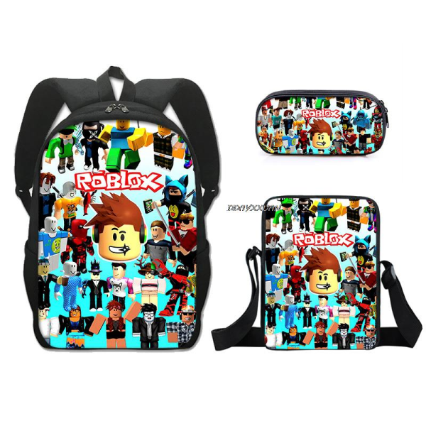 Set med 3 Cartoon Kids Robloxing Tryckta Ryggsäckar Barn Skolväska Pojkar Flickor Ivory