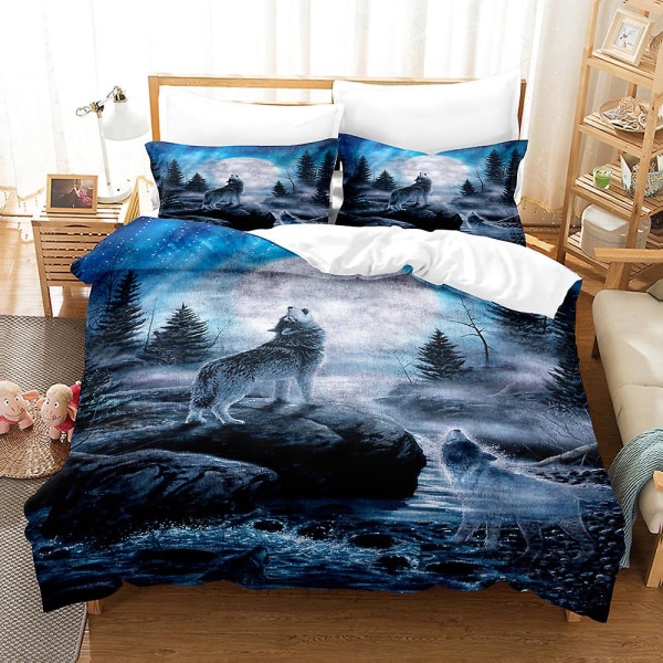 W6 Sudet Eläinmaailma 3D-painettu Vuodevaatesetti Pussilakana Peittopussi Tyynyliina UK DOUBLE 200x200cm
