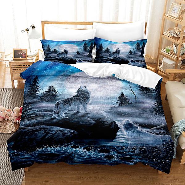 W6 Sudet Eläinmaailma 3D-painettu Vuodevaatesetti Pussilakana Peittopussi Tyynyliina UK SINGLE 135x200cm