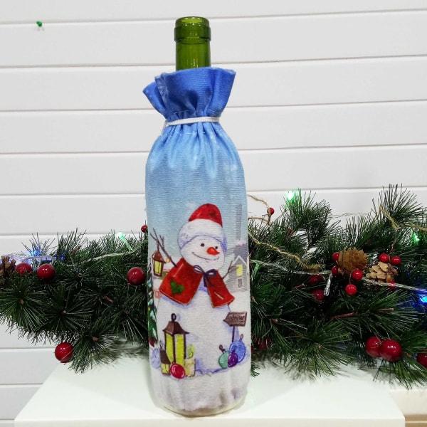 1 stk Kreativ Julevinflaske Sæt Dæk Ornament Juledekoration Til Hjemmet Julenavidad Deco Noel Nytårsgave 2022 Snowman Style9