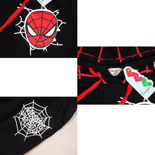 Barn Pojkar Spiderman träningsoverall Hoodie Toppar Byxa Set Casual Black Spiderman 3-4 Years