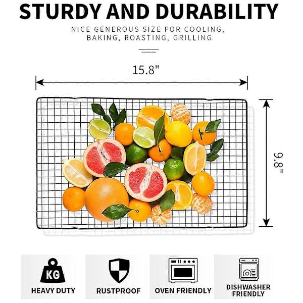 2-pack Kylgaller för Bakning, 40x25 cm Kolstålstråd Kylgaller Passar Halvplåtar