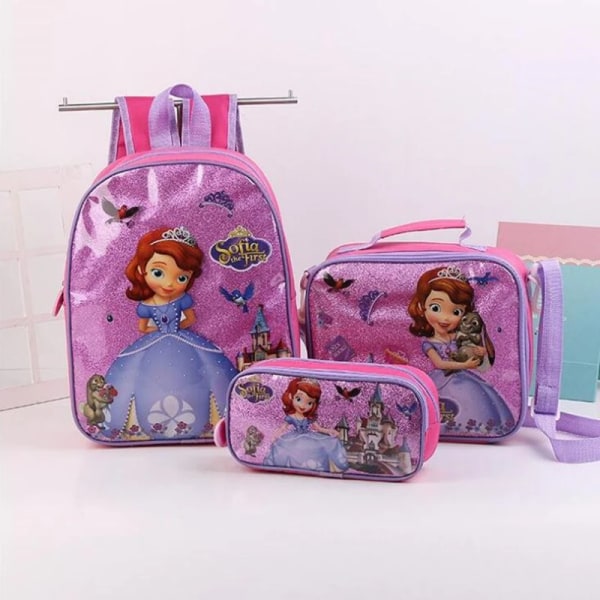 Spider-Man Barnskolväska Disney Frozen Elsa Princess Ryggsäck 3 Delar/Set Förskola Tecknad Skolväska only lunch bag7