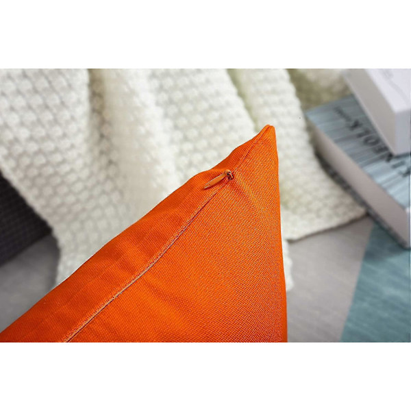 Set med 2 handgjorda dekorativa solida 100% bomullscanvas prydnadskuddfodral/kuddfodral, 11 färger tillgängliga - (45x45 cm 2 stycken, Orange)